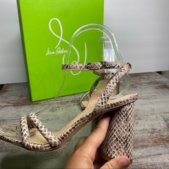 New Sam Edelman KIA BLOCK HEEL SANDAL Shoes 6 Roccia Mamba Snake - Picture 12 of 13